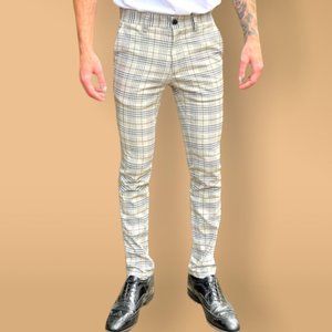 Mens plaid slim fit pants